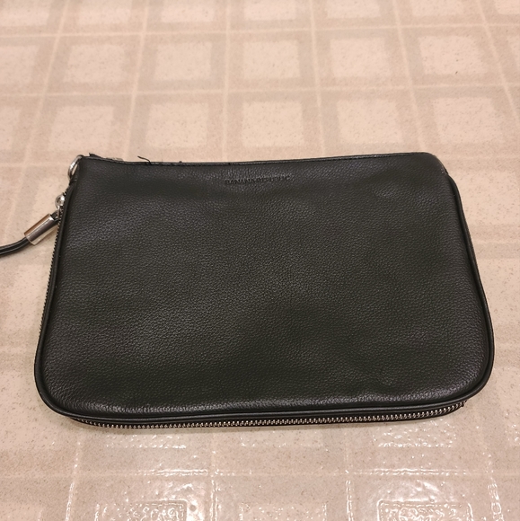 Banana Republic Handbags - Banana Republic Black and White Leather Expandable Cosmetic Bag